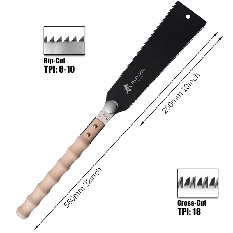 DualEdge TeflonCoated Japanese Pull Saw Precision Ryoba Hand Saw With Wooden Grip 2