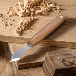 long-neck precision marking knife – carbon steel scribing tool with solid wood handle