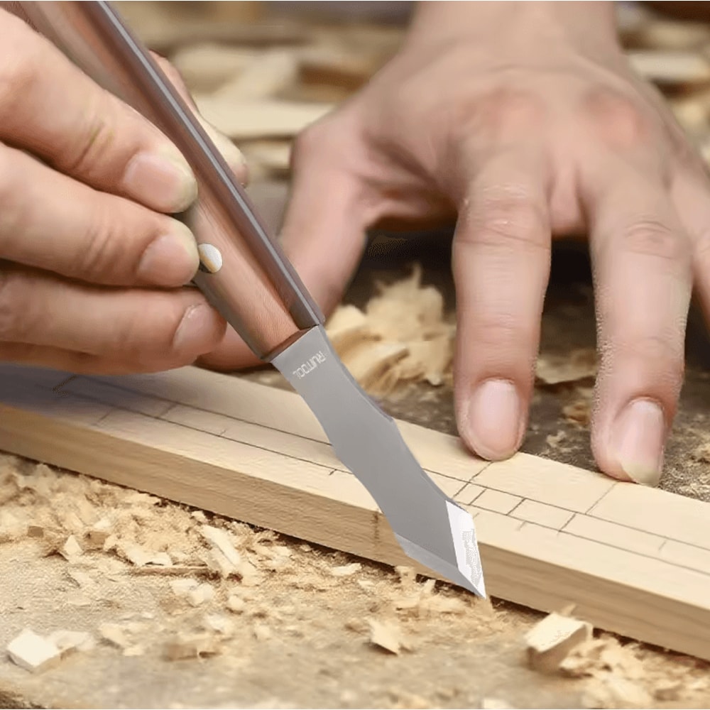 LongNeck Precision Marking Knife Carbon Steel Scribing Tool With Solid Wood Handle 3
