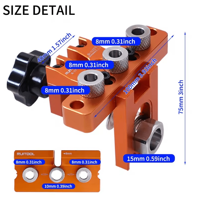 3in1 Precision Dowel Jig Kit Adjustable Aluminum Drill Guide For Perfect Wood Joints 1