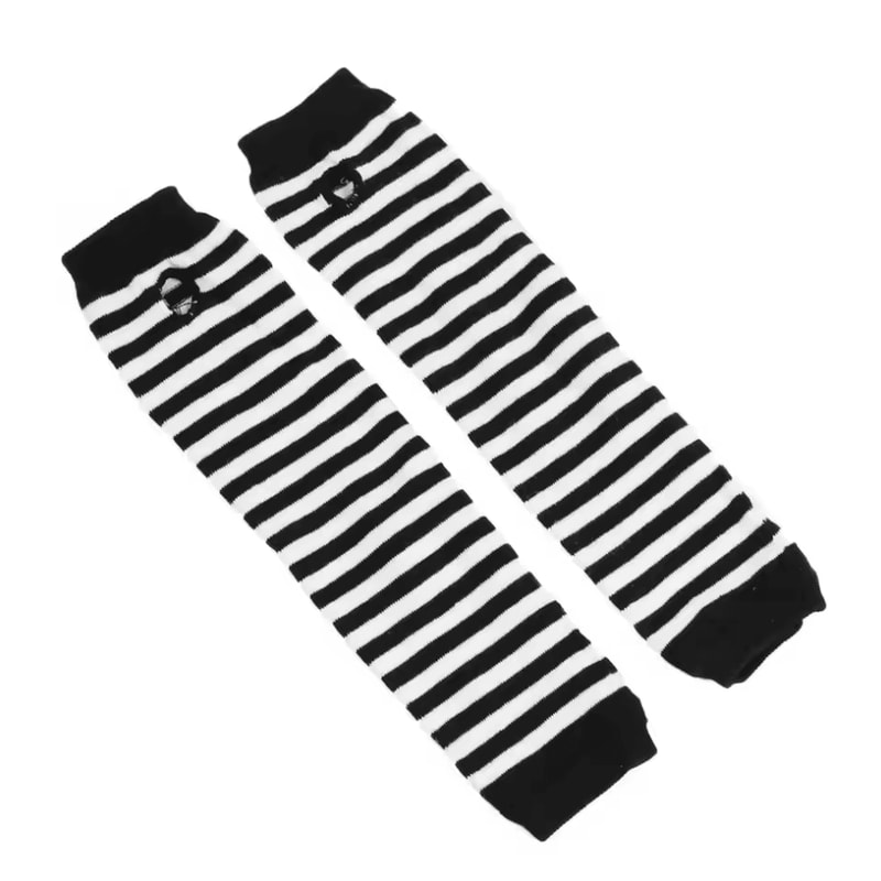 Striped Knit Fingerless Arm Warmers Elastic Long Sleeve Winter Gloves For Style Warmth 4