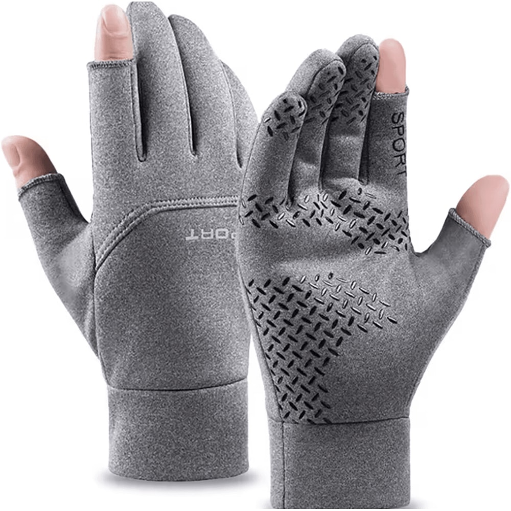 Winter AntiSlip Fishing Gloves Touchscreen TwoFinger Cut Warm Outdoor Gloves 0