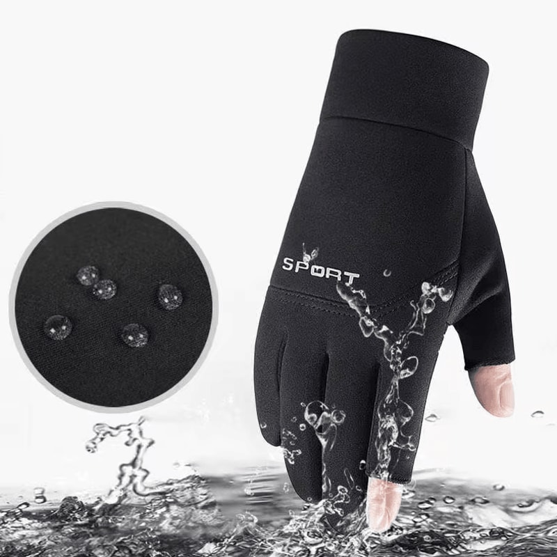 Winter AntiSlip Fishing Gloves Touchscreen TwoFinger Cut Warm Outdoor Gloves 1