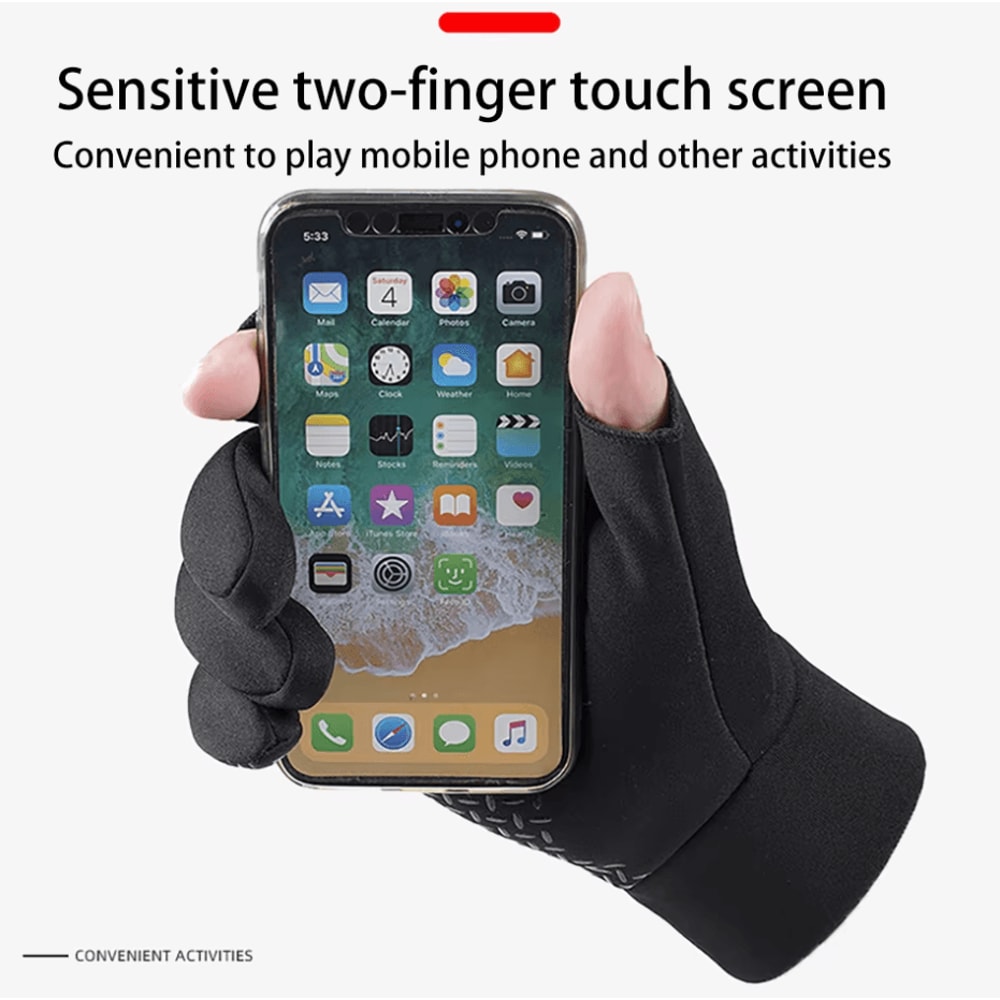 Winter AntiSlip Fishing Gloves Touchscreen TwoFinger Cut Warm Outdoor Gloves 2