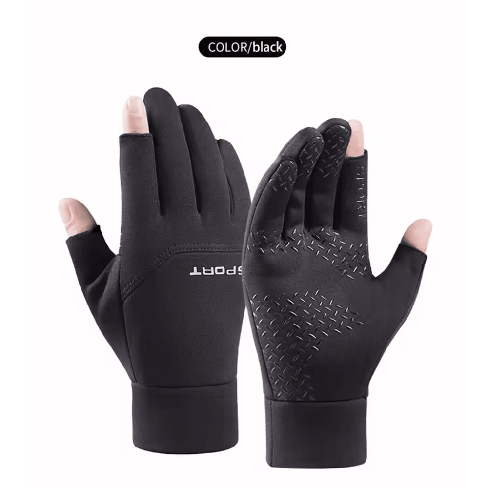 Winter AntiSlip Fishing Gloves Touchscreen TwoFinger Cut Warm Outdoor Gloves 3