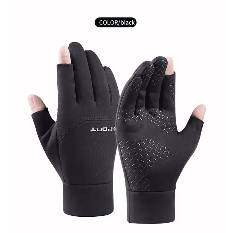 Winter AntiSlip Fishing Gloves Touchscreen TwoFinger Cut Warm Outdoor Gloves 3