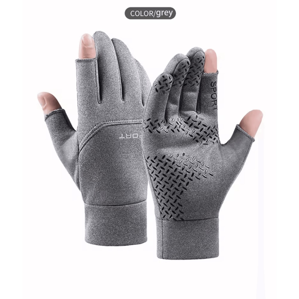 Winter AntiSlip Fishing Gloves Touchscreen TwoFinger Cut Warm Outdoor Gloves 4