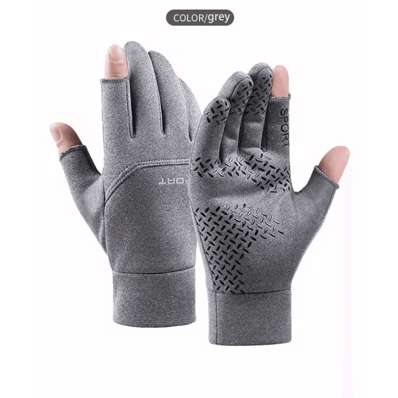 Winter AntiSlip Fishing Gloves Touchscreen TwoFinger Cut Warm Outdoor Gloves 4