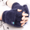 Plush FlipTop Fingerless Winter Gloves Soft Warm Convertible Mittens For Women 2