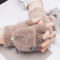 Plush FlipTop Fingerless Winter Gloves Soft Warm Convertible Mittens For Women 3