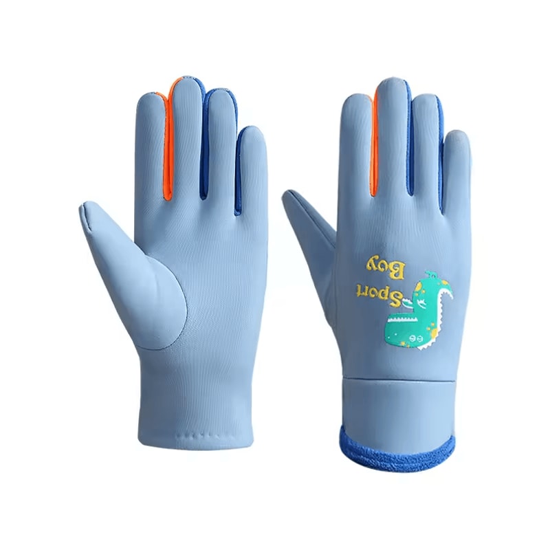 Cartoon Dinosaur Kids Winter Gloves Waterproof Windproof Warm Outdoor Cycling Gloves 1
