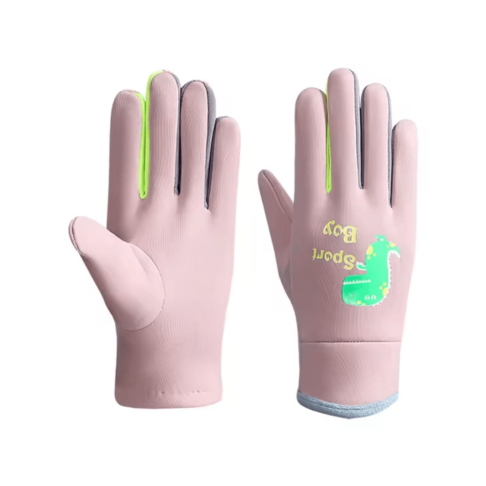 Cartoon Dinosaur Kids Winter Gloves Waterproof Windproof Warm Outdoor Cycling Gloves 2