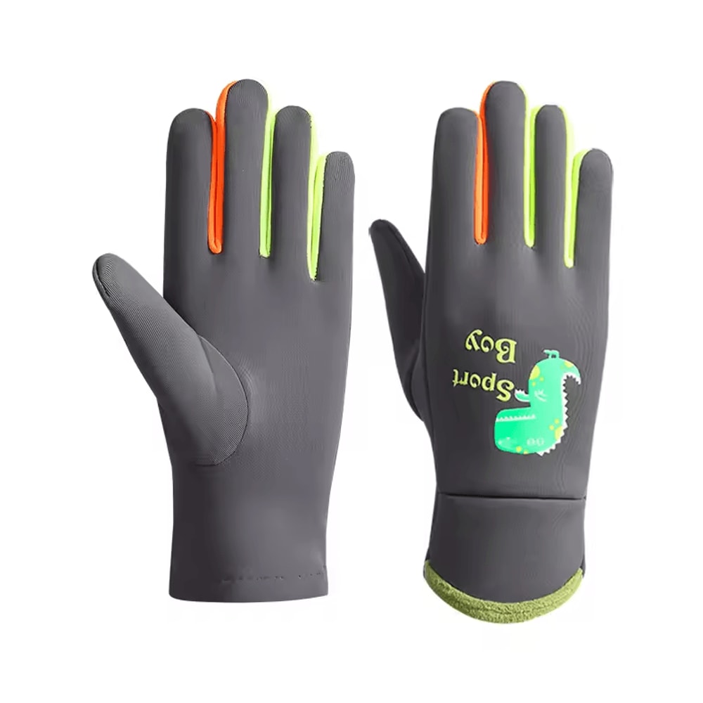 Cartoon Dinosaur Kids Winter Gloves Waterproof Windproof Warm Outdoor Cycling Gloves 5