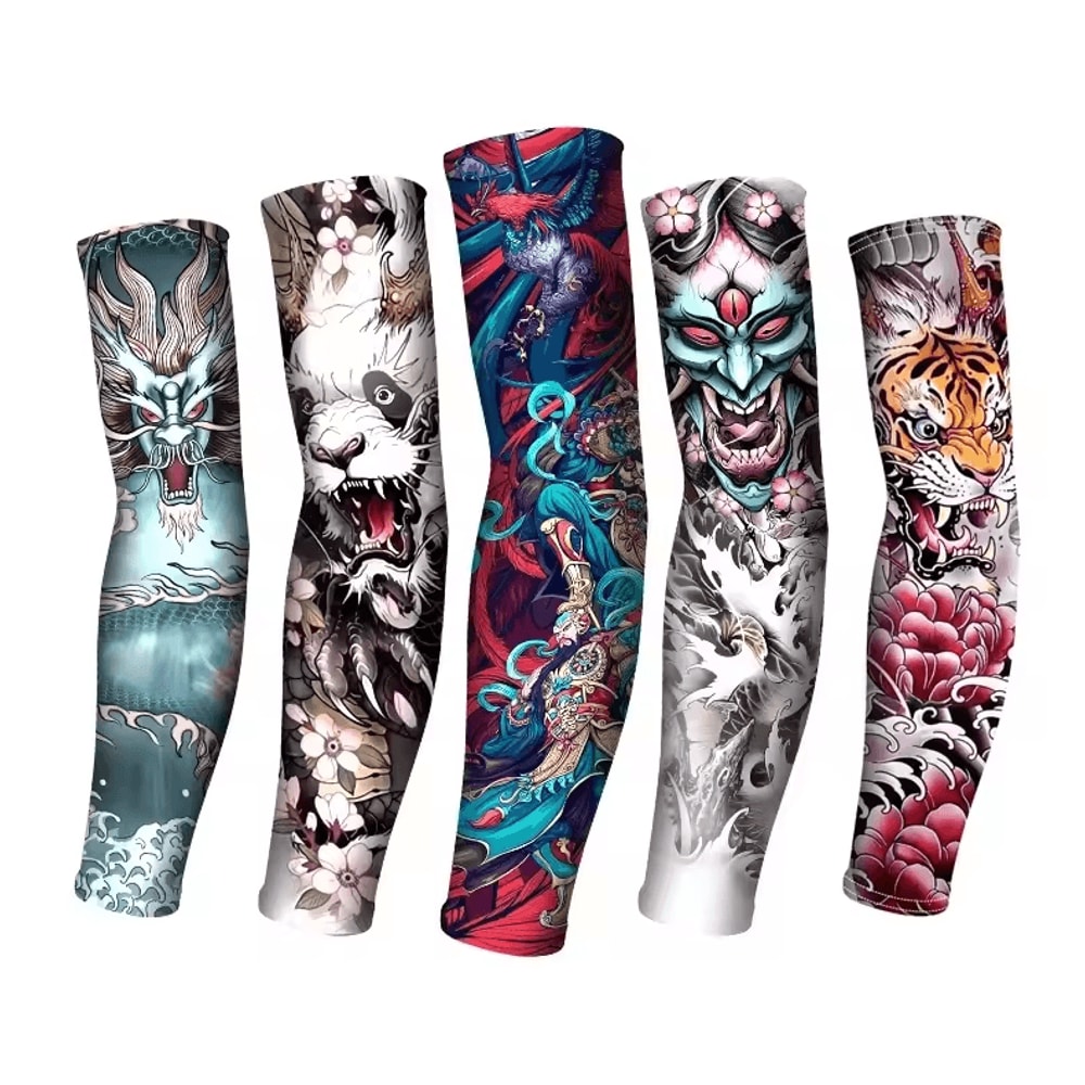 Ice Silk Tattoo Arm Sleeves UV Protection Cooling Camouflage Sports Covers 0
