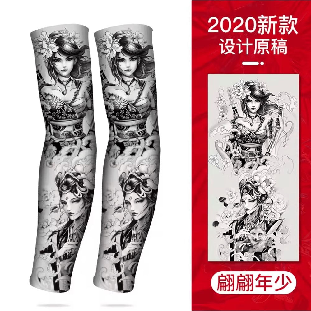 Ice Silk Tattoo Arm Sleeves UV Protection Cooling Camouflage Sports Covers 11