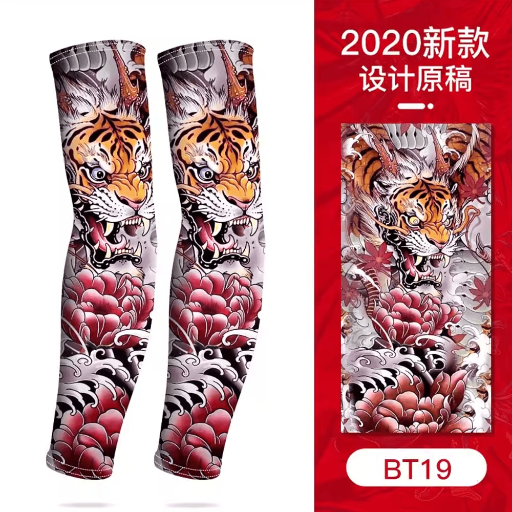 Ice Silk Tattoo Arm Sleeves UV Protection Cooling Camouflage Sports Covers 4