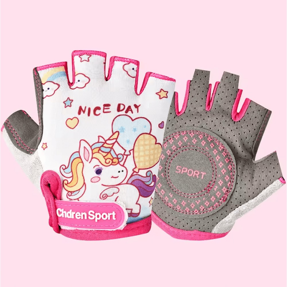 Kids AntiSlip Fingerless Cycling Gloves Breathable Protective Sports Gloves For Active Play 2