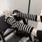 Punk Striped Fingerless Arm Warmers Long Knitted HipHop Style Elbow Gloves 0