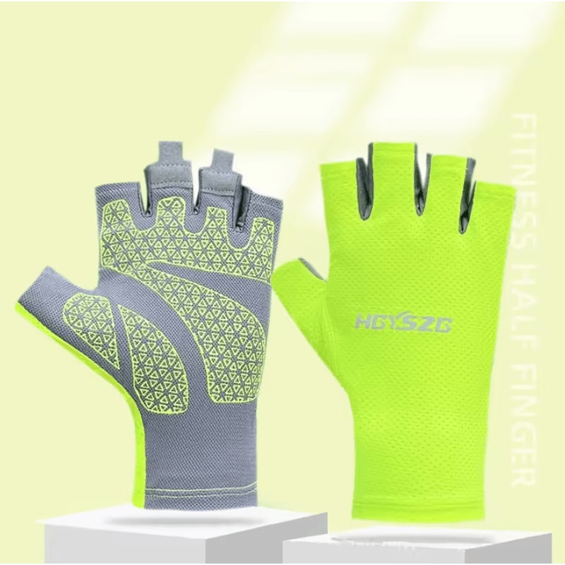 Breathable Ice Silk Fingerless Cycling Gloves AntiSlip Summer Fitness Fishing Gloves 0