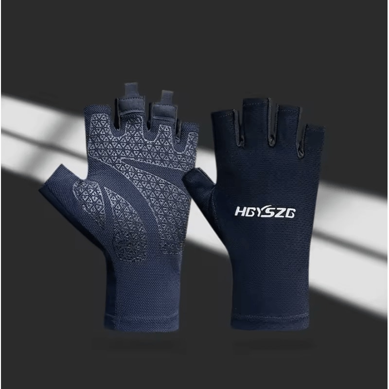 Breathable Ice Silk Fingerless Cycling Gloves AntiSlip Summer Fitness Fishing Gloves 2
