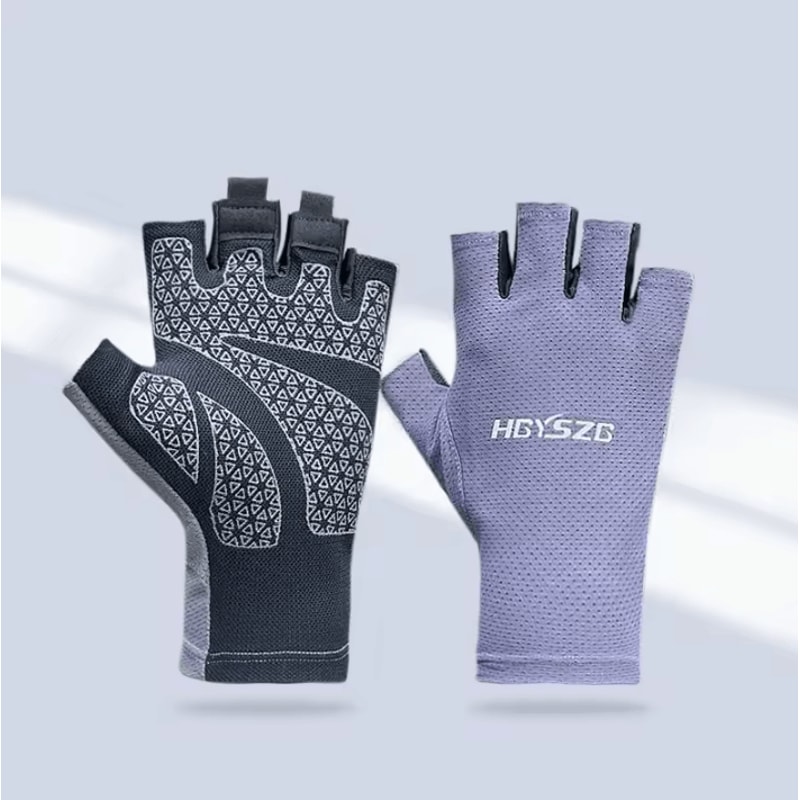 Breathable Ice Silk Fingerless Cycling Gloves AntiSlip Summer Fitness Fishing Gloves 5