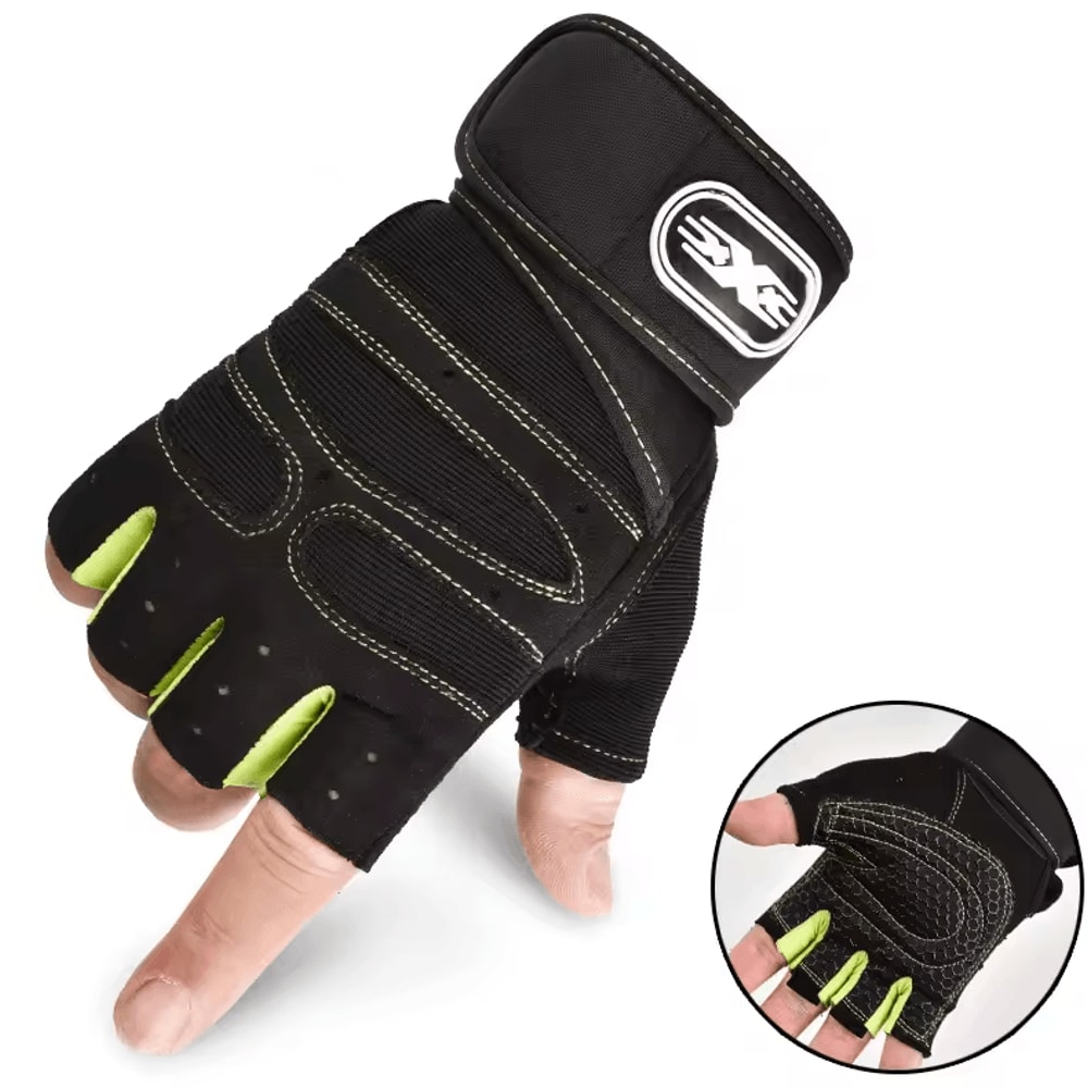 PowerGrip Pro Gym Gloves Shockproof Weight Lifting Gloves With Wrist Support 8