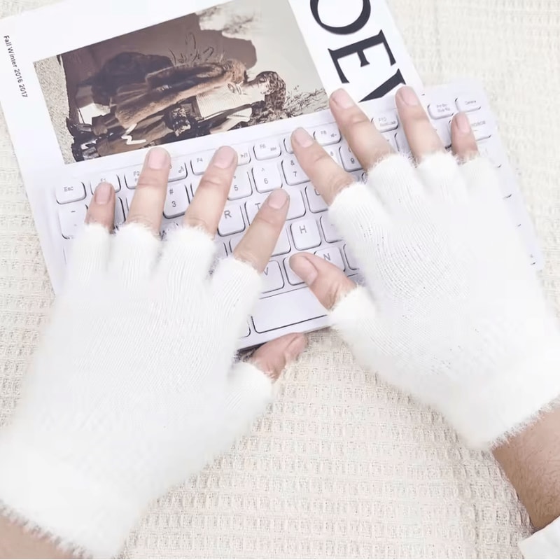 CozyTouch Fuzzy Fingerless Gloves Soft Winter Typing Gloves For Women 0