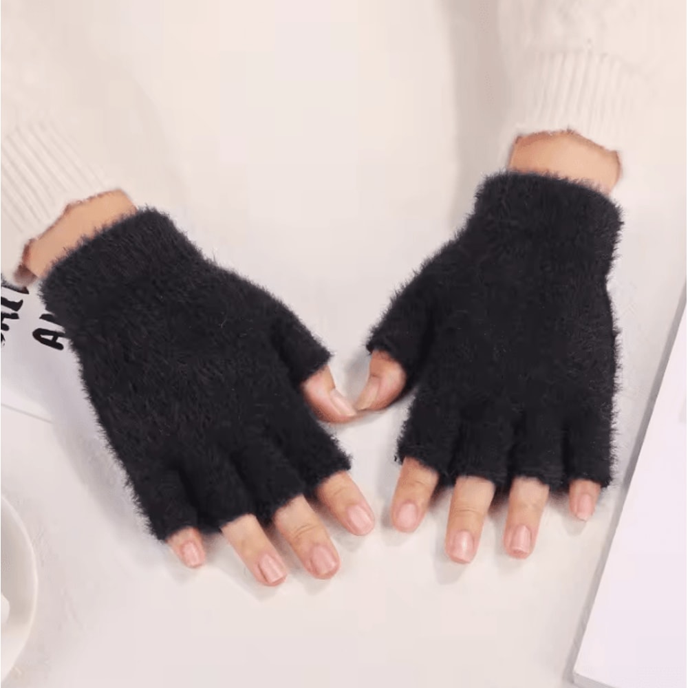 CozyTouch Fuzzy Fingerless Gloves Soft Winter Typing Gloves For Women 1