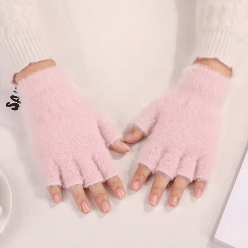 CozyTouch Fuzzy Fingerless Gloves Soft Winter Typing Gloves For Women 3