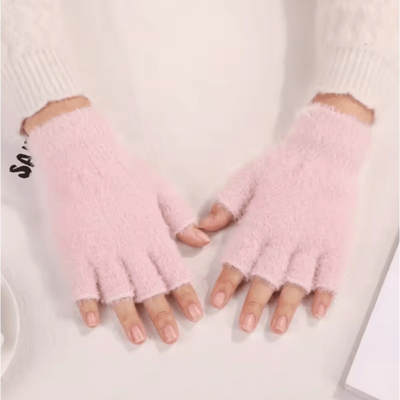 CozyTouch Fuzzy Fingerless Gloves Soft Winter Typing Gloves For Women 3