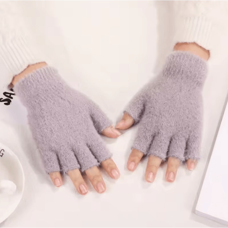 CozyTouch Fuzzy Fingerless Gloves Soft Winter Typing Gloves For Women 5