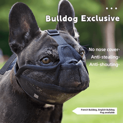 aircomfort frenchie muzzle – breathable short snout dog muzzle for safe outdoor control