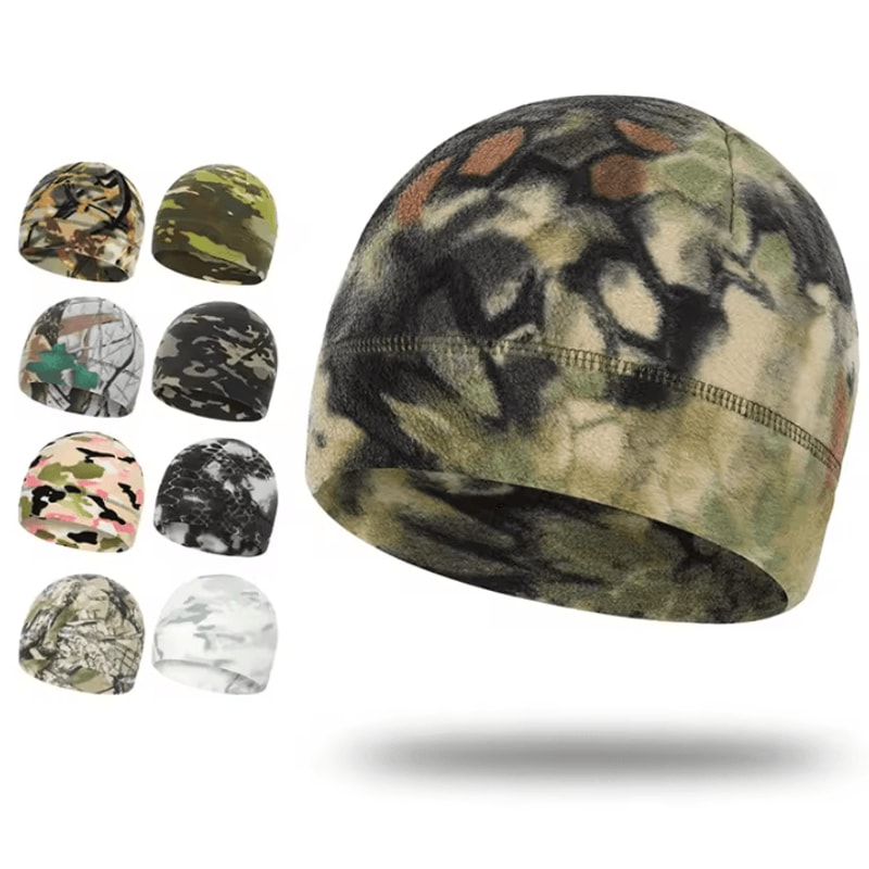 ThermaCamo Fleece Skull Cap Windproof Winter Cycling Beanie For Outdoor Performance 0