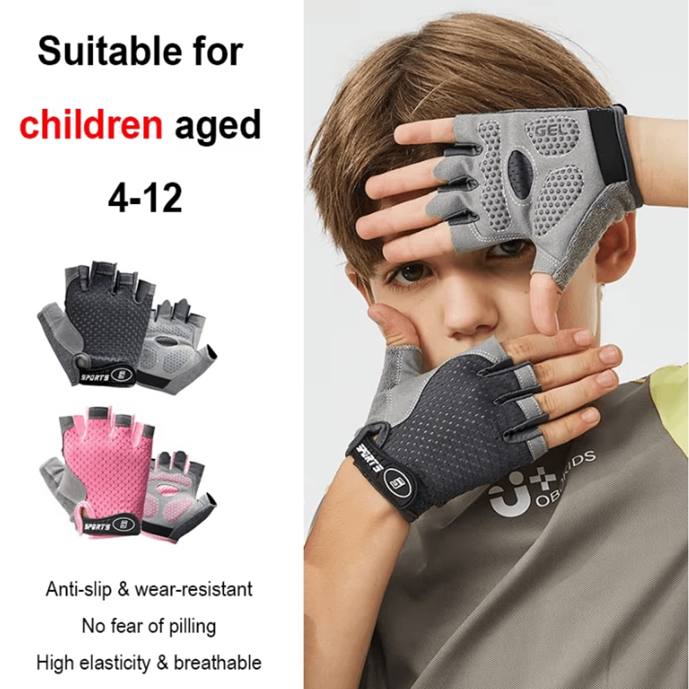 ActiveGrip Kids Cycling Gloves Breathable AntiSlip HalfFinger Sports Gloves Ages 412 0
