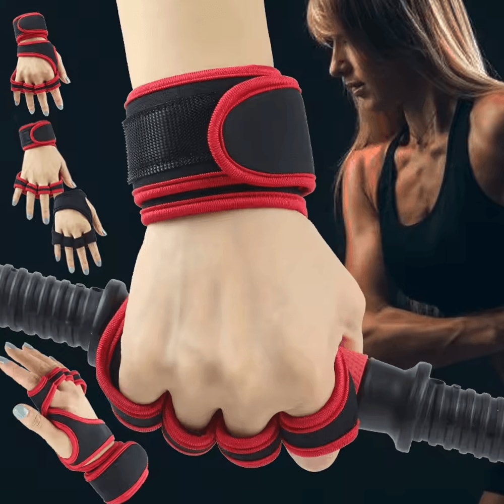 PowerWrap Elite Gym Gloves HalfFinger Weightlifting Gloves With Wrist Support 0