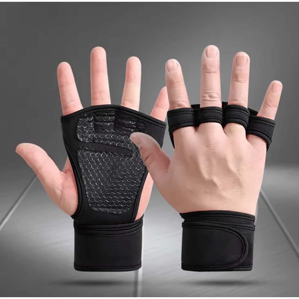 PowerWrap Elite Gym Gloves HalfFinger Weightlifting Gloves With Wrist Support 3