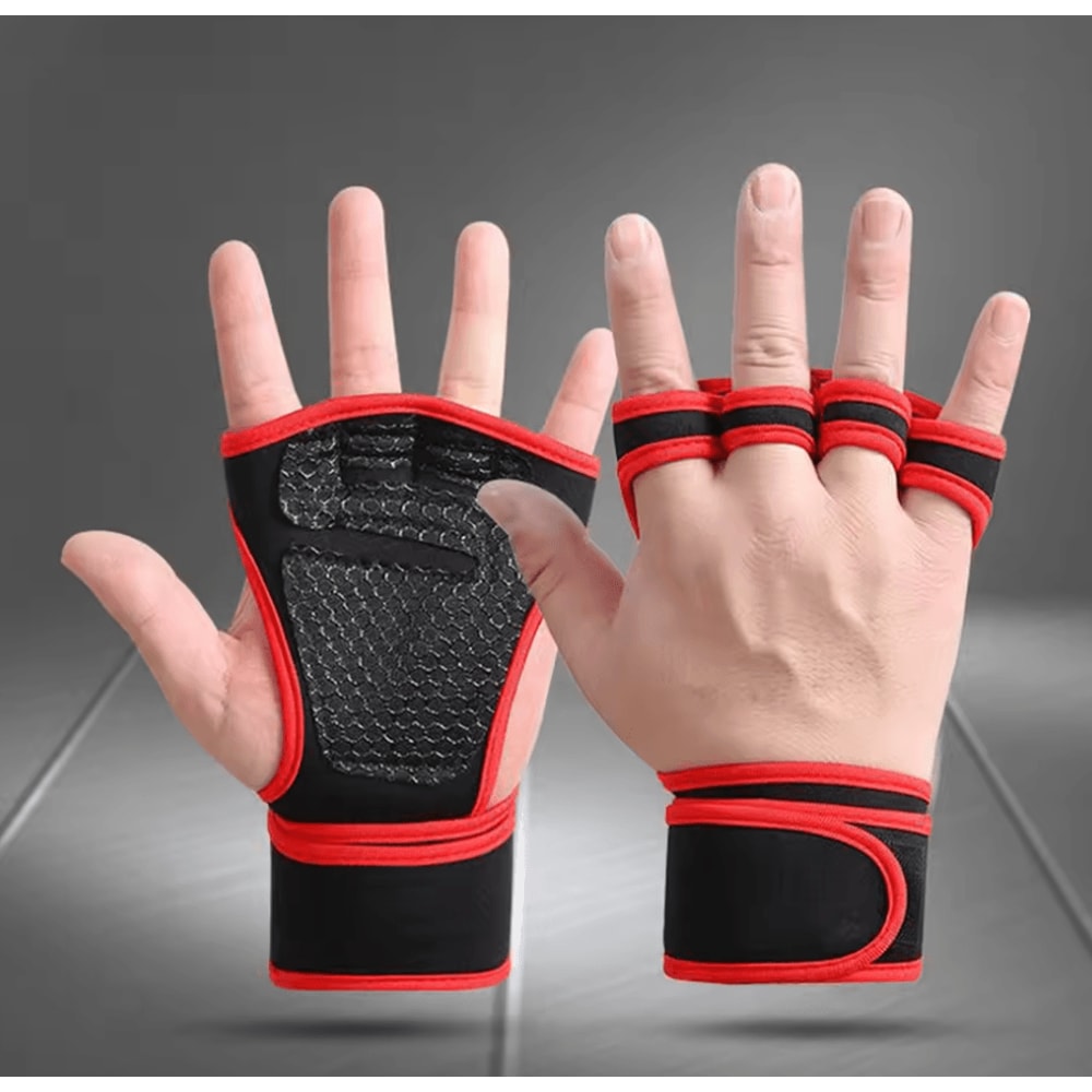 PowerWrap Elite Gym Gloves HalfFinger Weightlifting Gloves With Wrist Support 4