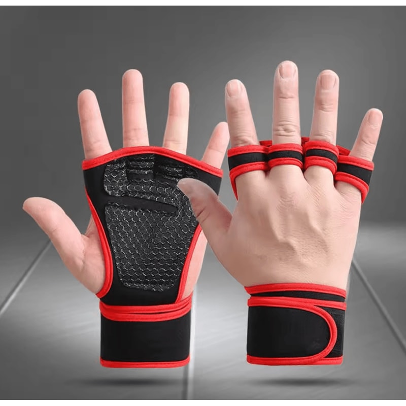 PowerWrap Elite Gym Gloves HalfFinger Weightlifting Gloves With Wrist Support 4