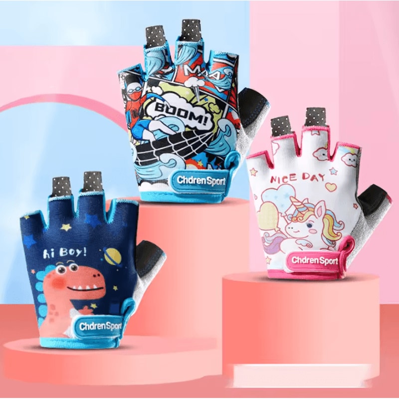 PlayGrip Kids Fingerless Cycling Gloves AntiSlip Protective Sports Gloves For Active Kids 1