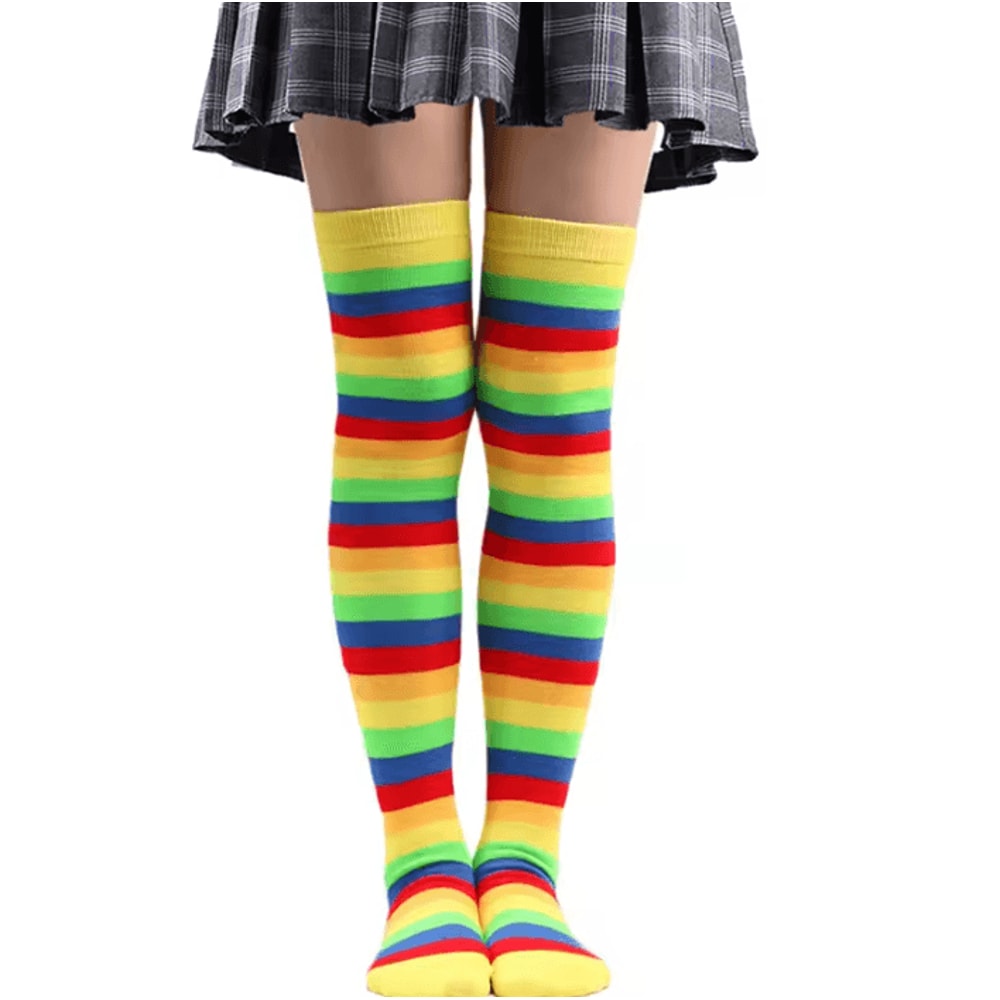 RainbowPop Kawaii KneeHigh Socks Colorful Striped Cosplay Everyday Statement Stockings 1