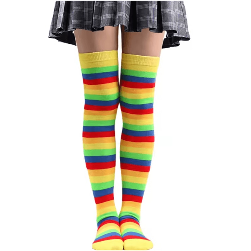 RainbowPop Kawaii KneeHigh Socks Colorful Striped Cosplay Everyday Statement Stockings 1