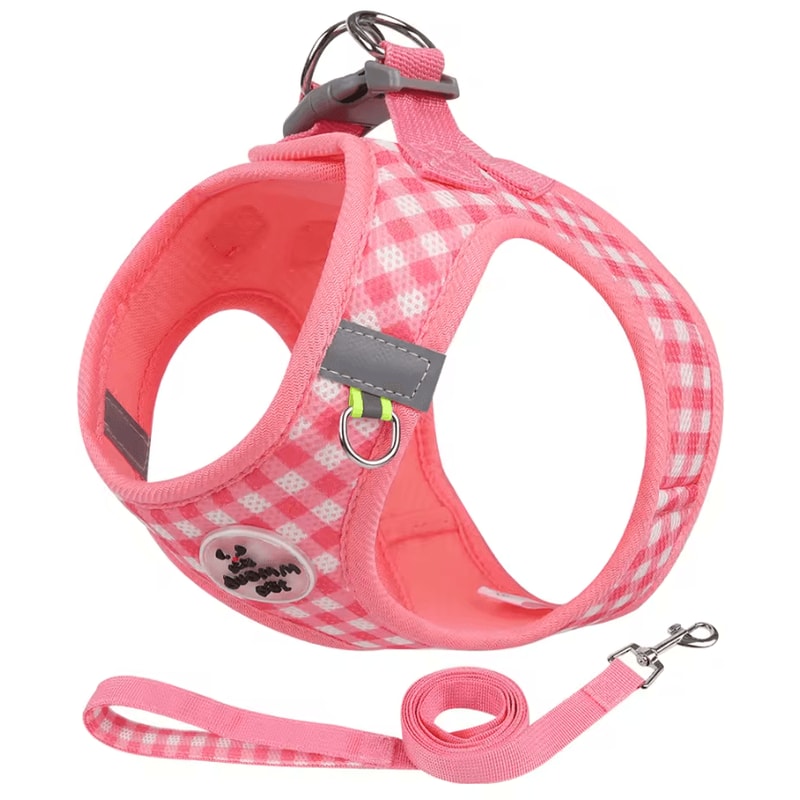 PlaidPaw Comfort Harness Set Breathable Reflective Cat Small Dog Harness With Leash 2