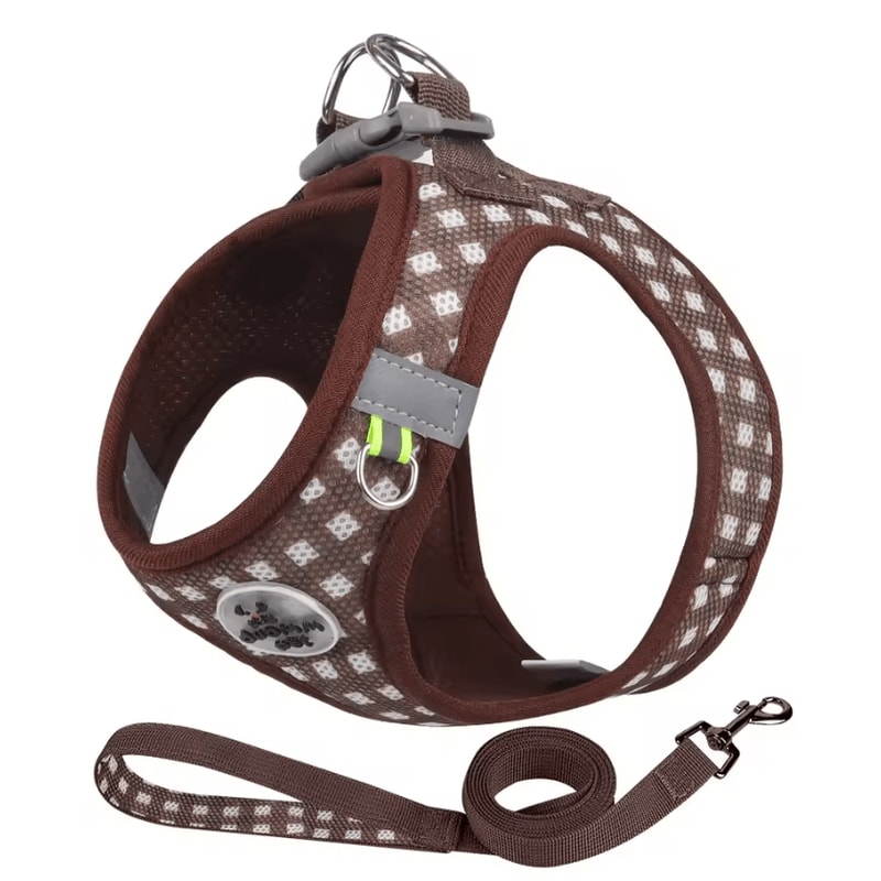 PlaidPaw Comfort Harness Set Breathable Reflective Cat Small Dog Harness With Leash 3
