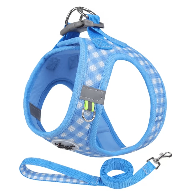 PlaidPaw Comfort Harness Set Breathable Reflective Cat Small Dog Harness With Leash 4