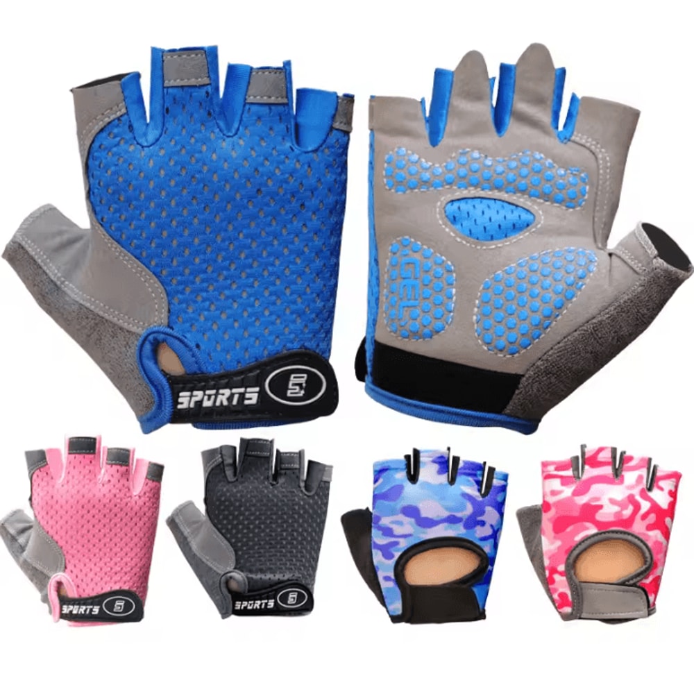 PlayFlex Kids Fingerless Cycling Gloves Breathable AntiSlip Sports Gloves For Active Kids 0