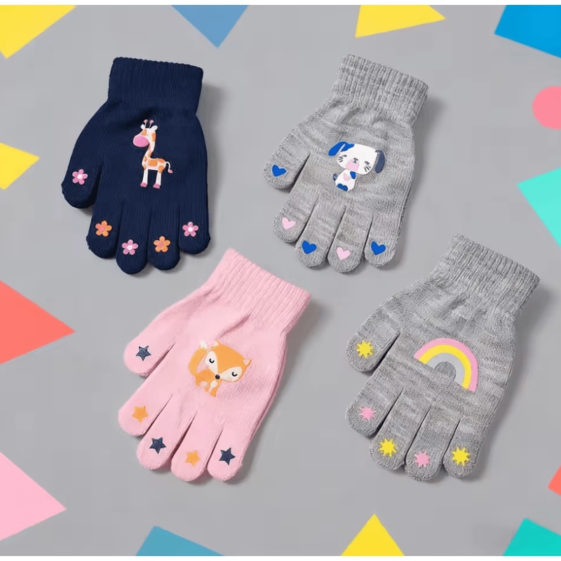 SnugglePaw Kids Knitted Gloves Cute Cartoon Animal Winter Gloves For Boys Girls 0