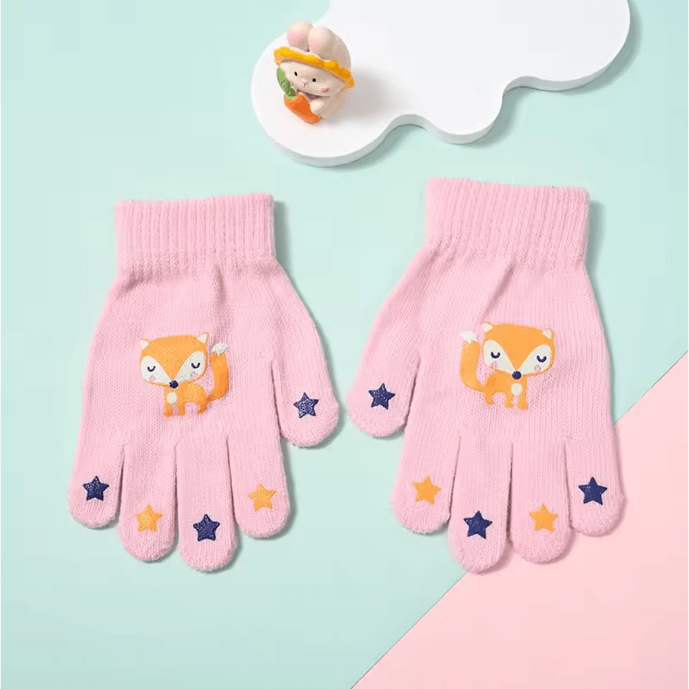 SnugglePaw Kids Knitted Gloves Cute Cartoon Animal Winter Gloves For Boys Girls 3