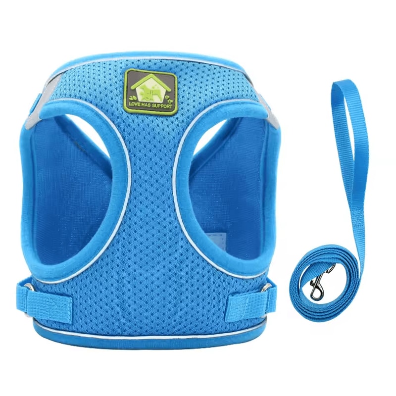 ComfortFit Reflective Dog Harness Set Breathable Vest Leash For Small Medium Pets 1
