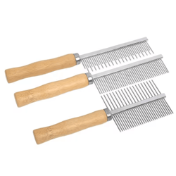 naturalgrip wooden pet grooming comb – gentle hair remover brush for dogs & cats