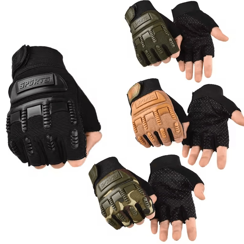 Kids Tactical Half Finger Cycling Gloves AntiSlip Outdoor Sports Grip For Boys Girls 0